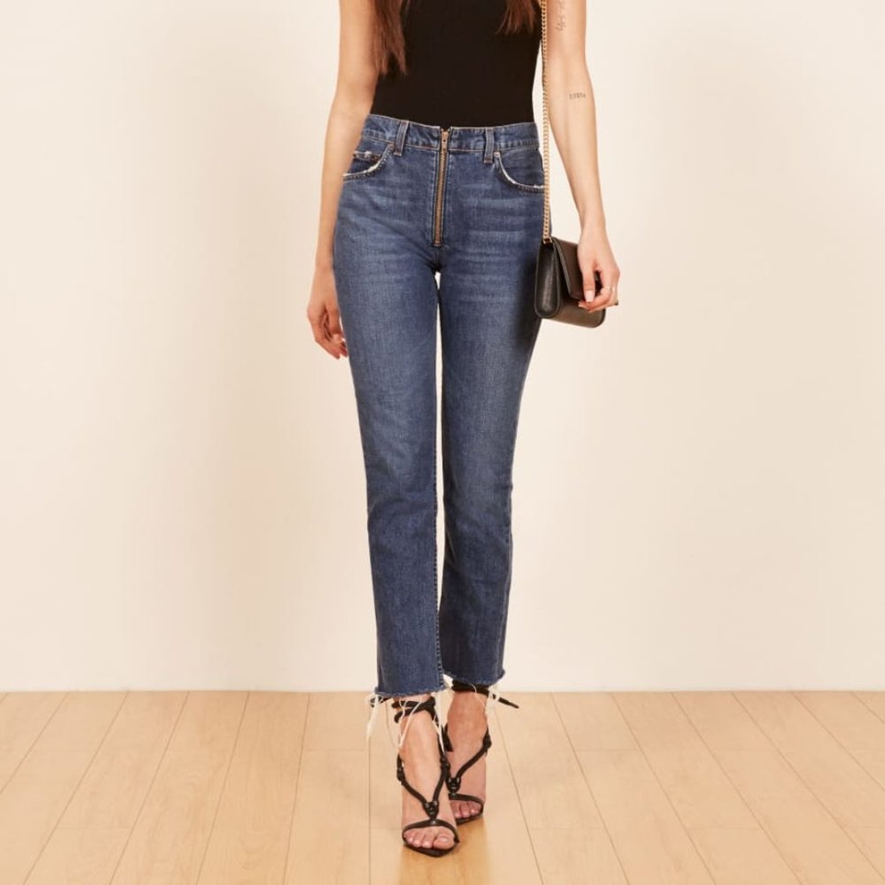 Reformation Brooke Crop High Straight Zip Jean